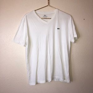 Men’s Lacoste tee color white size6 v-neck